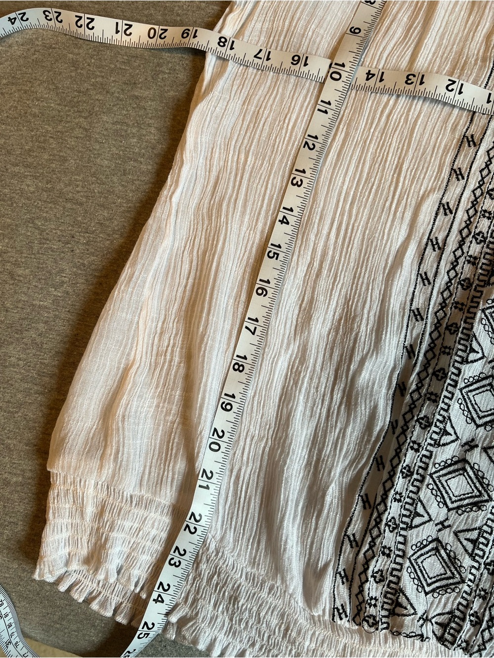 AB Studio White Peasant Blouse with Black Embroidered Panel - Picture 4 of 5